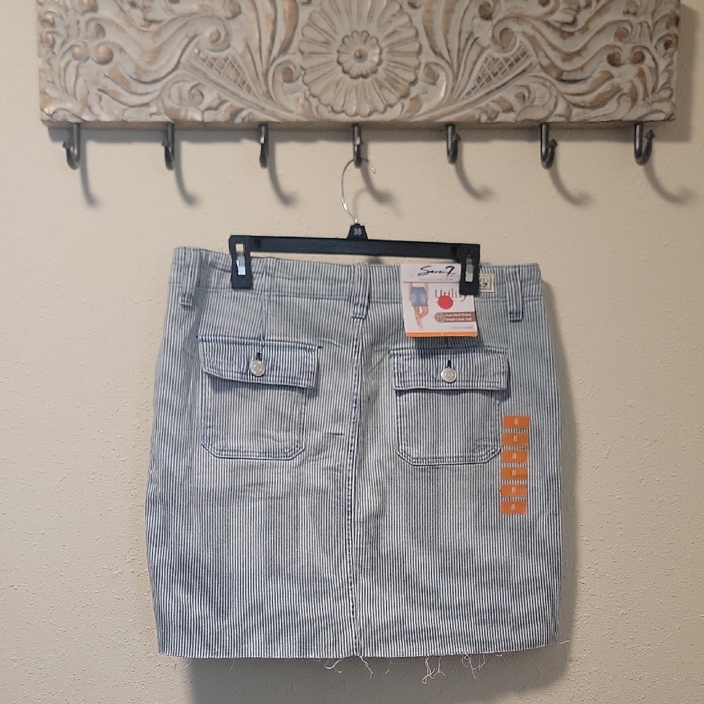 Seven7 Blue And White Utility Skirt Size 8 Nwt - Picture 4 of 7